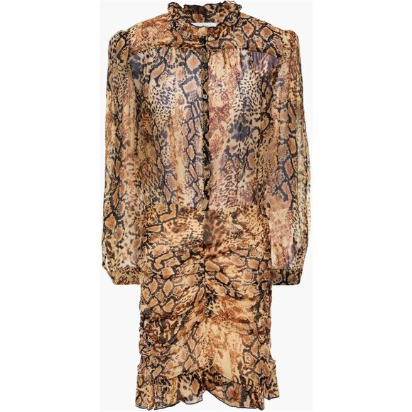 ba&sh Rackel Ruched Snake-Print Georgette Mini Dress XS - Picture 16 of 16